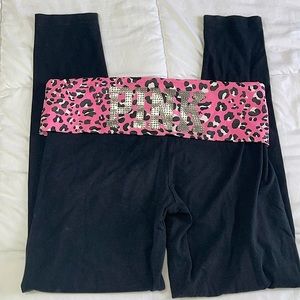 2000s Pink Victoria Secret Rhinestone fold over leggings Rare
